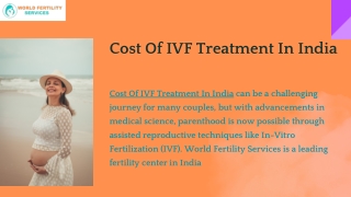 Cost Of IVF Treatment In India