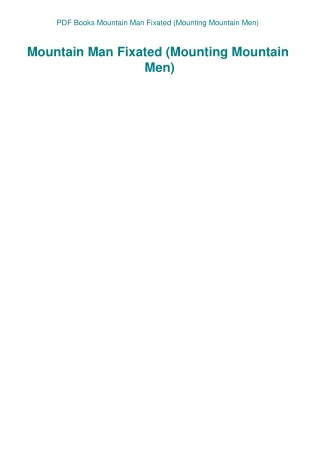 PDF Books Mountain Man Fixated (Mounting Mountain Men)