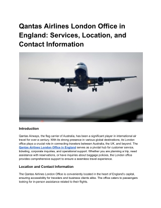 Qantas Airlines London Office in England_ Services, Location, and Contact Information
