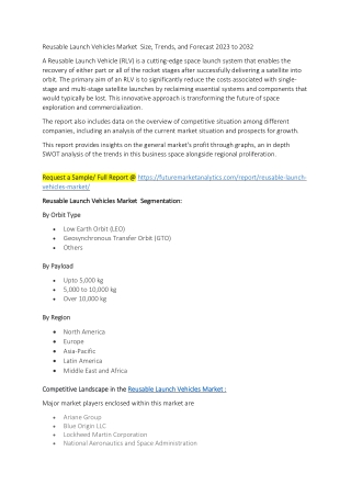 Reusable Launch Vehicles Market  Size, Trends, and Forecast 2023 to 2032