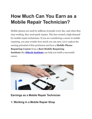 How Much Can You Earn as a Mobile Repair Technician