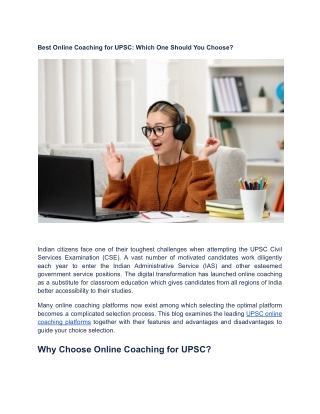 Best Online Coaching for UPSC: Which One Should You Choose?