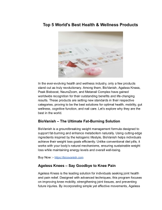 Top 5 World's Best Health & Wellness Products