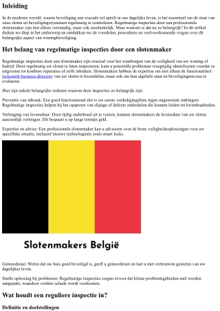 Het belang van regelmatige inspecties door een slotenmaker
