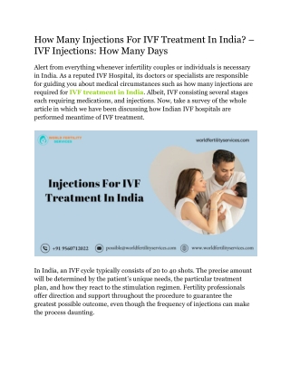 How Many Injections For IVF Treatment In India