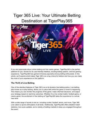 Tiger 365 Live_ Your Ultimate Betting Destination at TigerPlay365