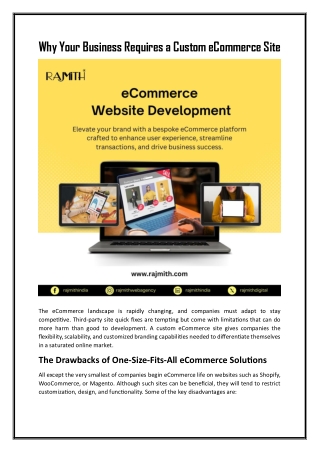 Why Your Business Requires a Custom eCommerce Site
