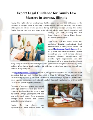Expert Legal Guidance for Family Law Matters in Aurora, Illinois