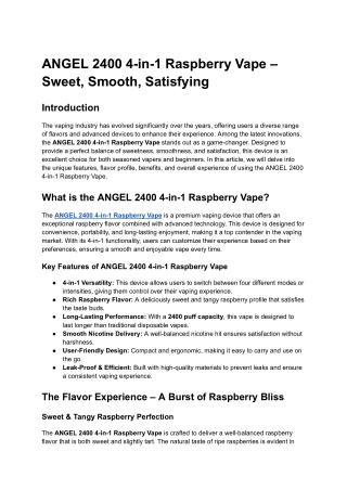 ANGEL 2400 4-in-1 Raspberry Vape – Sweet, Smooth, Satisfying