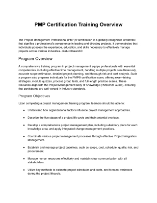 PMP Certification Training Overview