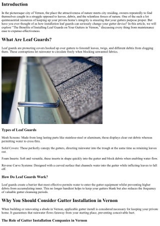 “The Benefits of Installing Leaf Guards on Your Gutters in Vernon”