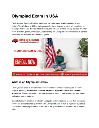 Olympiad Exam in USA