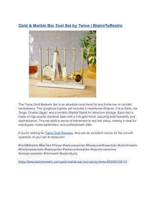 Gold & Marble Bar Tool Set by Twine _ BistroToRestro