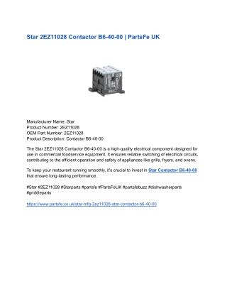 Star 2EZ11028 Contactor B6-40-00 _ PartsFe UK