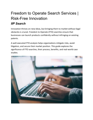 Freedom to Operate Search Services | Risk-Free Innovation | IIP Search