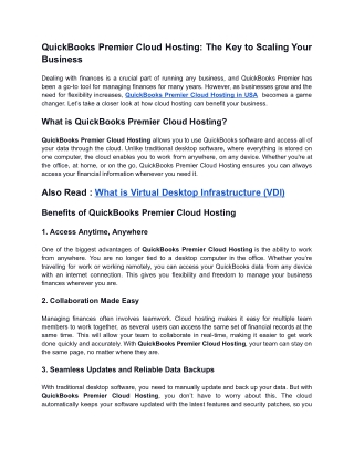 QuickBooks Premier Cloud Hosting : The Key to Scaling Your Business