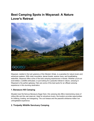 Best Camping Spots in Wayanad_ A Nature Lover's Retreat