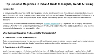 Top Business Magazines in India_ A Guide to Insights, Trends & Pricing