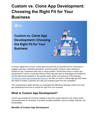 Custom vs. Clone App Development_ Choosing the Right Fit for Your Business