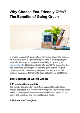 Why Choose Eco-Friendly Gifts_ The Benefits of Going Green
