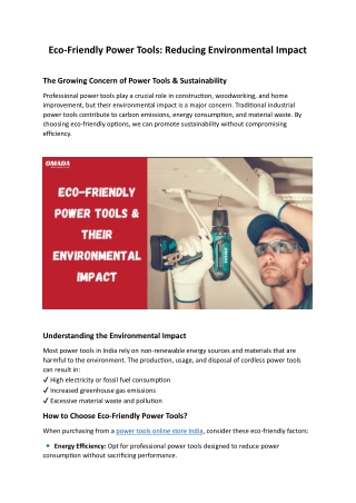 Eco-Friendly Power Tools Reducing Environmental Impact