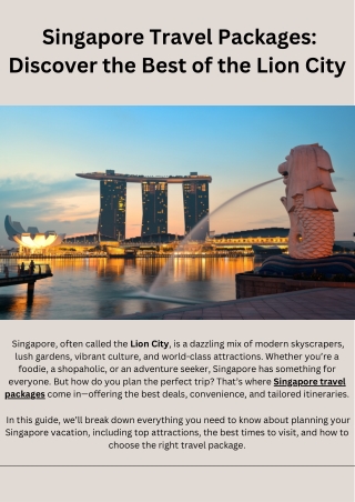 _ Singapore Travel Packages Discover the Best of the Lion City