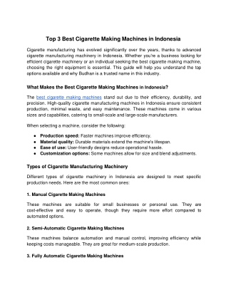 Top 3 Best Cigarette Making Machines in Indonesia - Google Docs