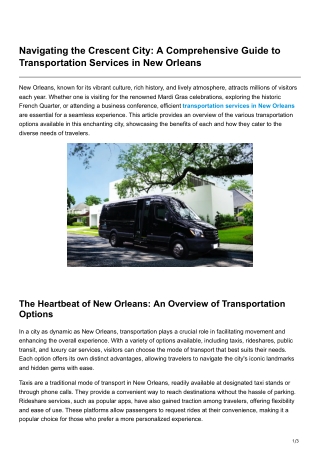 Navigating the Crescent City A Comprehensive Guide to Transportation Services in New Orleans