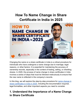 How To Name Change in Share Certificate in India in 2025