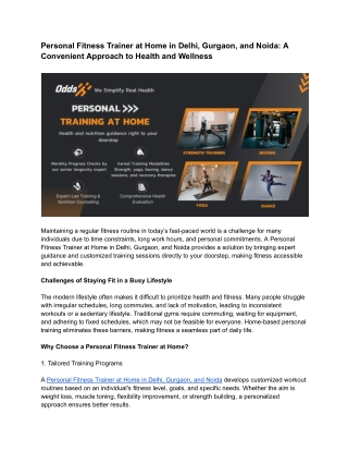 Personal Fitness Trainer at Home in Delhi, Gurgaon, and Noida_ A Convenient Approach to Health and Wellness