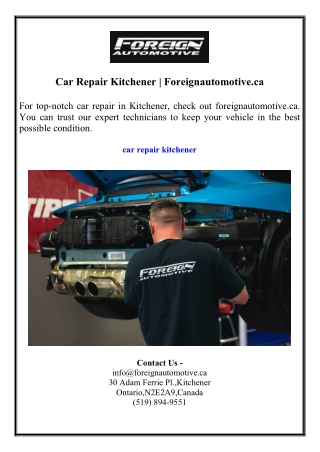 Car Repair Kitchener  Foreignautomotive.ca