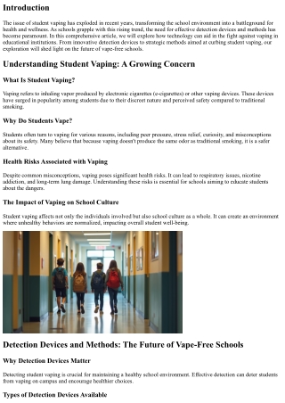 Detection Devices and Methods: The Future of Vape-Free Schools