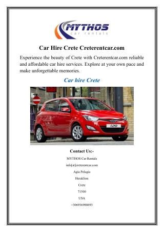 Car Hire Crete Creterentcar