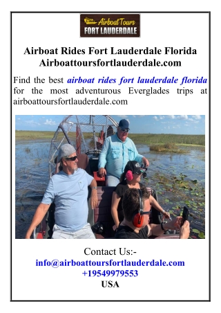 Airboat Rides Fort Lauderdale Florida Airboattoursfortlauderdale.com