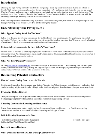 Your Complete Checklist for Choosing a Paving Contractor in Florida