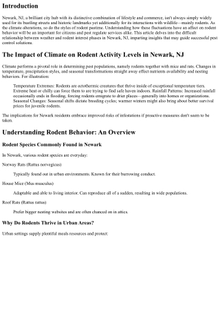 The Impact of Climate on Rodent Activity Levels in Newark, NJ
