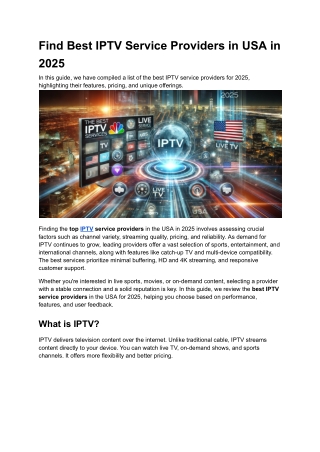 Find Best IPTV Service Providers in USA in 2025
