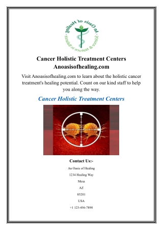 Cancer Holistic Treatment Centers Anoasisofhealing