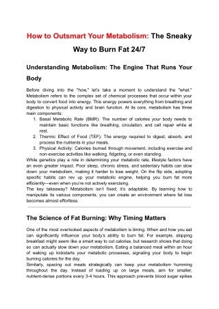 How to Outsmart Your Metabolism: The Sneaky Way to Burn Fat 24X7