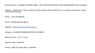 LAUNDRY LOUNGE DUBAI - UAE'S FIRST SELF SERVICE COIN LAUNDROMAT AND Laundrette