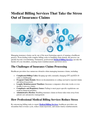 Medical Billing Services That Take the Stress Out of Insurance Claims