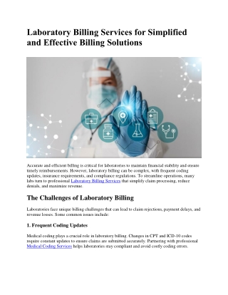 Laboratory Billing Services for Simplified and Effective Billing Solutions