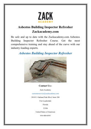 Asbestos Building Inspector Refresher Zackacademy