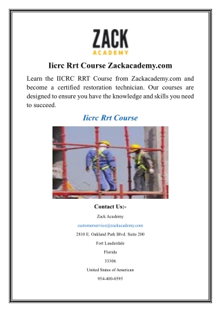 Iicrc Rrt Course Zackacademy