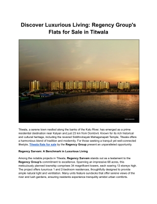 Discover Luxurious Living_ Regency Group's Flats for Sale in Titwala