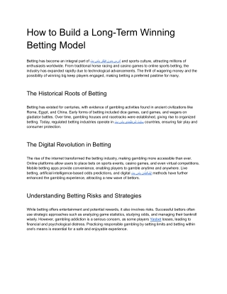How to Build a Long-Term Winning Betting Model