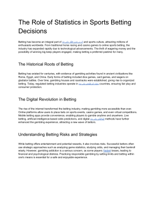 The Role of Statistics in Sports Betting Decisions