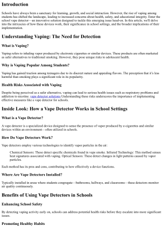 Inside Look: How a Vape Detector Works in School Settings