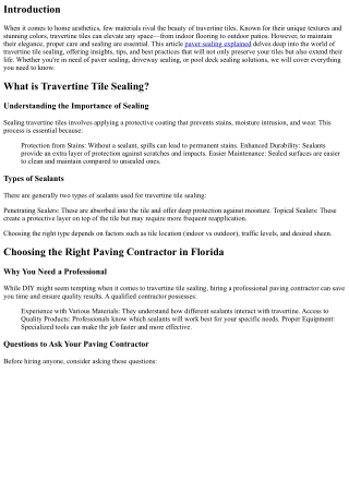 Travertine Tile Sealing: Tips for Maintaining Elegance