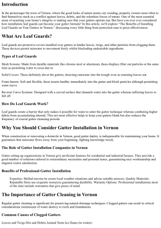 “The Benefits of Installing Leaf Guards on Your Gutters in Vernon”